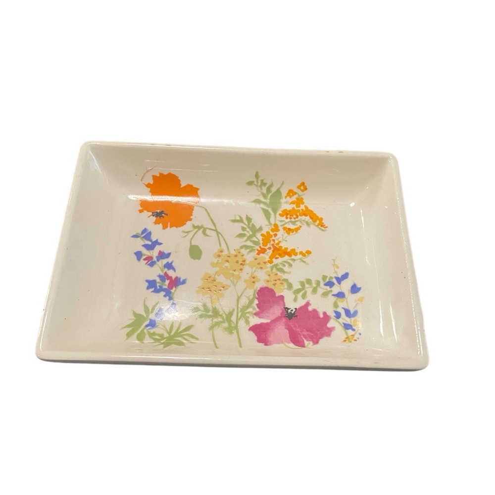 Elizabeth Arden Porcelain Floral Trinket Tray Made in Japan Vintage